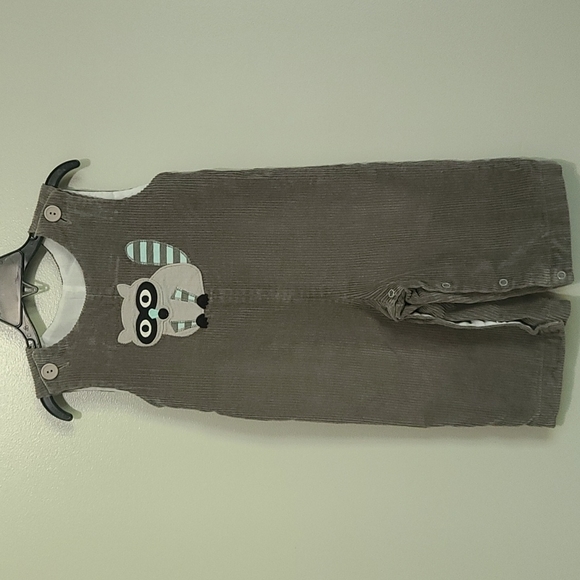 Kelly's Kids Boy's Raccoon Applique Grey Corduroy Jumper Size 18M - Picture 1 of 8